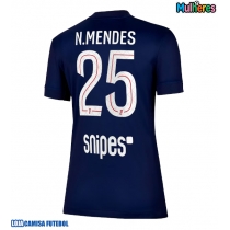 Camisa de Futebol Paris Saint-Germain Nuno Mendes #25 Equipamento Principal Mulheres 2025-26 Manga Curta